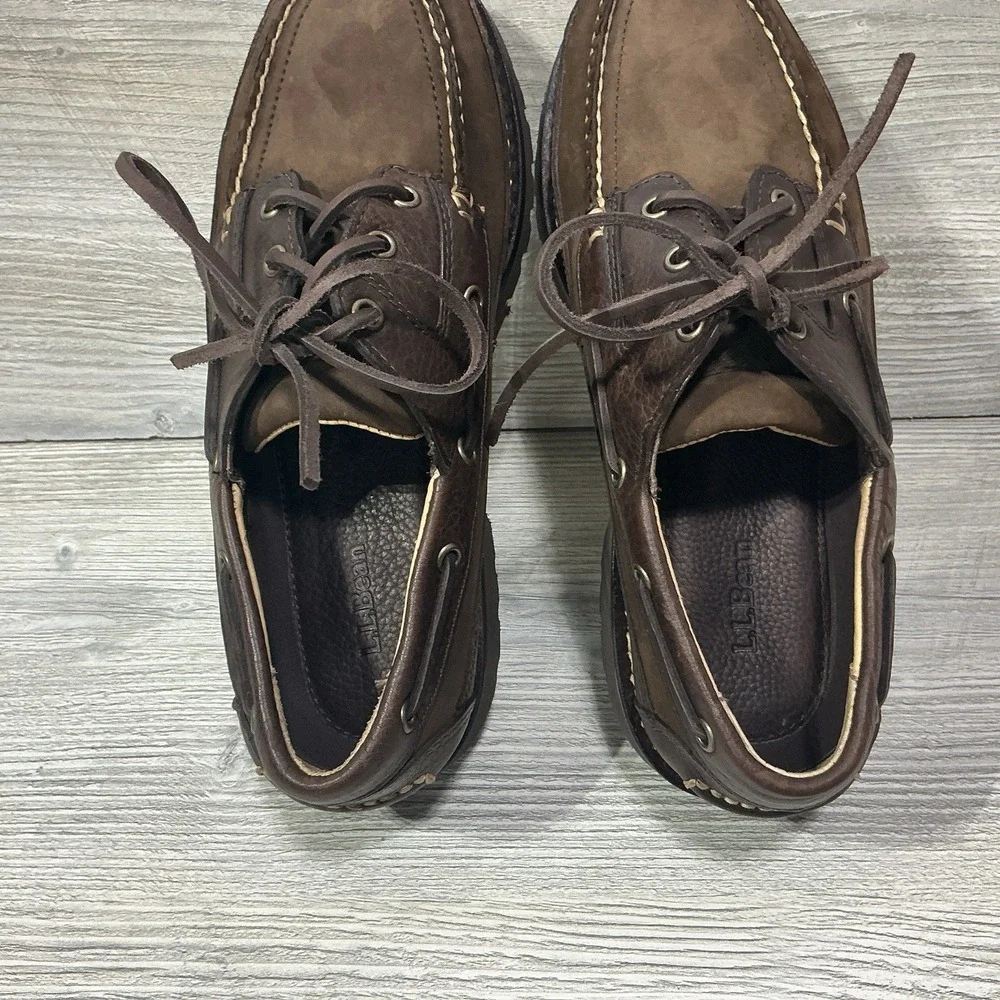 LL BEAN ALLAGASH Hand Sewn Bison Leather Loafer 301172 Men's Size 8 EE Wide NEW